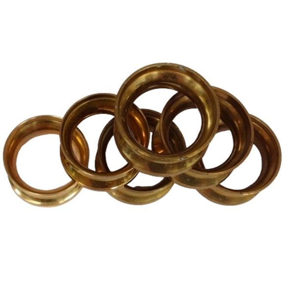 Vintage Set of 6 Brass Napkin Rings 2 inch Diameter Country/Cottage/Farmhouse - Picture 2 of 8
